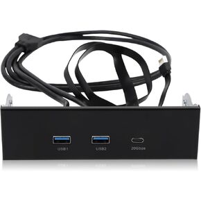 لوحة أمامية مقاس 5.25 بوصة بسرعة 10 جيجابت في الثانية/20 جيجابت في الثانية USB 3.2 للكمبيوتر الشخصي، لوحة تمديد محرك الأقراص الضوئية لمحور اللوحة الأمامية GEN2x2 USB A Type C 3 منافذ 19 دبوسًا للكمبيوتر الشخصي in Kuwait