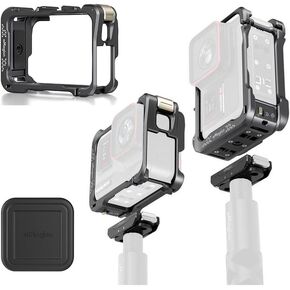 قفص لـ Insta360 Ace Pro/Insta360 Ace، إطار واقٍ سريع التحرير من سبائك الألومنيوم مع غطاء حماية للعدسة، مع فتحة تمهيد باردة ومحول، يمكن توصيله بحامل ثلاثي الأرجل in Kuwait