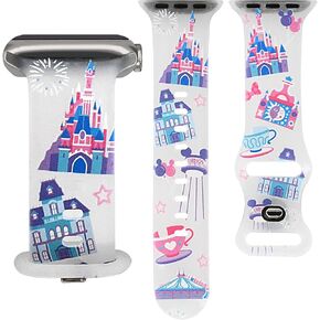 Cartoon Strap for Apple Watch Bands Series 11 10 9 8 7 6 5 4 3 SE SE2 SE3 for Women, Cute Soft Silicone iWatch Band 42mm 46mm 40mm 44mm 49mm 41mm 45mm 38mm, Castle Bracelet for Girl Kids Gift in Kuwait