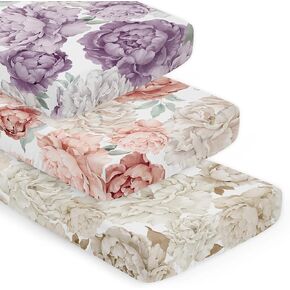 Sweet Jojo Designs Lavender Purple Boho Shabby Chic Floral Girl Fitted Mini Crib Sheet Baby Nursery Infant Newborn Bed Room Portable Pack n Play Mattress Lilac Violet Ivory Bohemian Vintage Watercolor in Saudi Arabia