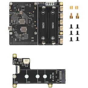 Geekworm X1201 Ultra-Thin 5V UPS Shield+X1001 PCIe to M.2 HAT Key-M NVMe SSD PIP PCIe Peripheral Board for Raspberry Pi 5 |Max 5.1V 5A Output| Auto Power On|Safe Shutdown|Power Loss Detection in Kuwait