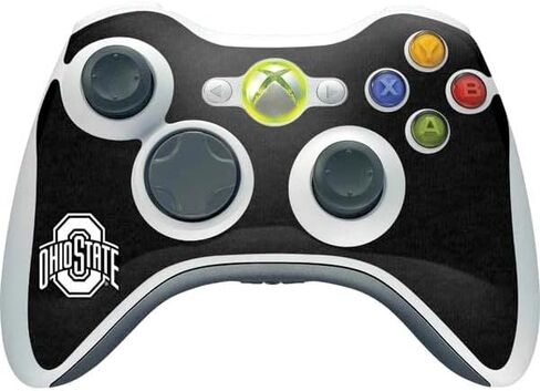 ملصق Skinit المخصص للألعاب متوافق مع وحدة التحكم اللاسلكية Xbox 360 - تصميم أسود مرخص رسميًا من جامعة ولاية أوهايو OSU ولاية أوهايو باللون الأسود in Kuwait