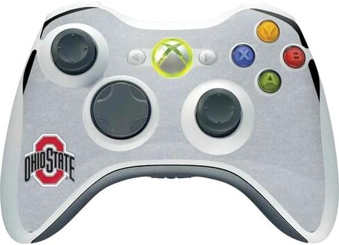 ملصق Skinit المخصص للألعاب متوافق مع وحدة التحكم اللاسلكية Xbox 360 - تصميم شعار جامعة ولاية أوهايو المرخص رسميًا in Saudi Arabia