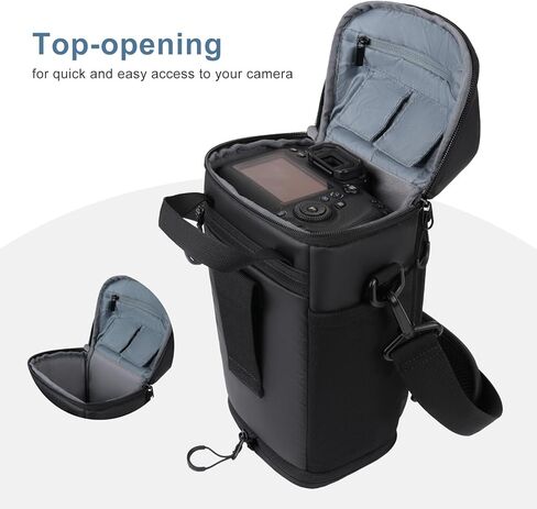 MOSISO Camera Bag, Top Access Crossbody Shoulder Bag for DSLR SLR Cameras with Lens Kit, Padded Camera Case with Expandable Bottom Layer, Photography Bags Compatible with Canon/Nikon/Sony, Black in Saudi Arabia