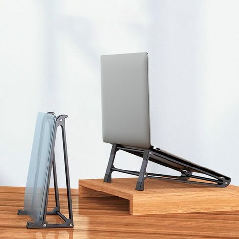 Zerodeko Aluminum Alloy Laptop Cooling Rack and Portable Computer Stand, Foldable Desk Riser with Ventilated Design for Home and Office Use, Space Gray in Kuwait