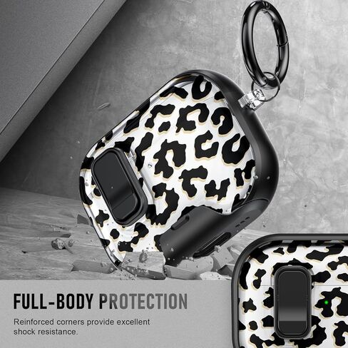 حافظة متوافقة مع Airpods Pro 3 (2025) مع حامل الهاتف ومجموعة التنظيف، مشبك قفل سيليكون ناعم لطيف لحافظة Apple AirPods Pro الجيل الثالث، غطاء Airpod Pro 3 مع سلسلة مفاتيح للنساء/الفتيات، طباعة جلد الفهد in Kuwait