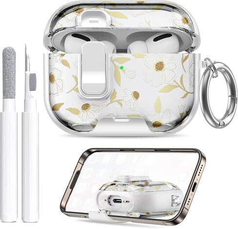 حافظة متوافقة مع Airpods Pro 3 (2025) مع حامل الهاتف ومجموعة التنظيف، مشبك قفل سيليكون ناعم لطيف لحافظة Apple AirPods Pro الجيل الثالث، غطاء Airpod Pro 3 مع سلسلة مفاتيح للنساء/الفتيات، طباعة جلد الفهد in Kuwait