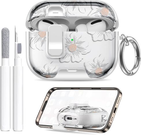 حافظة متوافقة مع Airpods Pro 3 (2025) مع حامل الهاتف ومجموعة التنظيف، مشبك قفل سيليكون ناعم لطيف لحافظة Apple AirPods Pro الجيل الثالث، غطاء Airpod Pro 3 مع سلسلة مفاتيح للنساء/الفتيات، طباعة جلد الفهد in Kuwait
