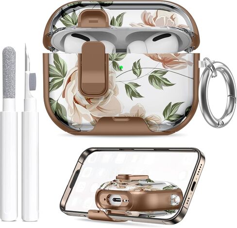 حافظة متوافقة مع Airpods Pro 3 (2025) مع حامل الهاتف ومجموعة التنظيف، مشبك قفل سيليكون ناعم لطيف لحافظة Apple AirPods Pro الجيل الثالث، غطاء Airpod Pro 3 مع سلسلة مفاتيح للنساء/الفتيات، طباعة جلد الفهد in Kuwait