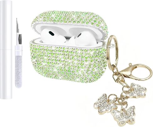 Compatible with AirPods Pro 2 Case Cover 2022, Hard TPU Case with Glitter Diamond for AirPods Pro 2nd/1st Generation with Bling Butterfly Keychain and Cleaning Kit for Girls Women (Gold) in Saudi Arabia