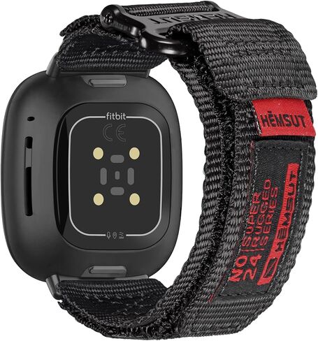 سوار ساعة SMITHA متوافق مع Fitbit Versa 3 / Versa 4 / Fitbit Sense/Sense 2 للرجال، حزام معصم رياضي من النايلون المتين قابل للتعديل بنمط عسكري تكتيكي in Kuwait