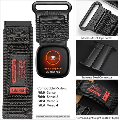 سوار ساعة SMITHA متوافق مع Fitbit Versa 3 / Versa 4 / Fitbit Sense/Sense 2 للرجال، حزام معصم رياضي من النايلون المتين قابل للتعديل بنمط عسكري تكتيكي in Kuwait