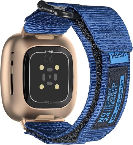 سوار ساعة SMITHA متوافق مع Fitbit Versa 3 / Versa 4 / Fitbit Sense/Sense 2 للرجال، حزام معصم رياضي من النايلون المتين قابل للتعديل بنمط عسكري تكتيكي in Kuwait