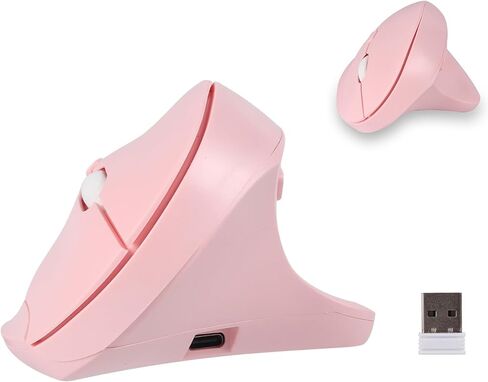 Wireless Silent Ergonomic Vertical Mouse - Dual Mode 2.4G/Bluetooth, Rechargeable Type C, Pain Relief for Office and Home Use, Compatible with Laptop & PC (White) in Saudi Arabia