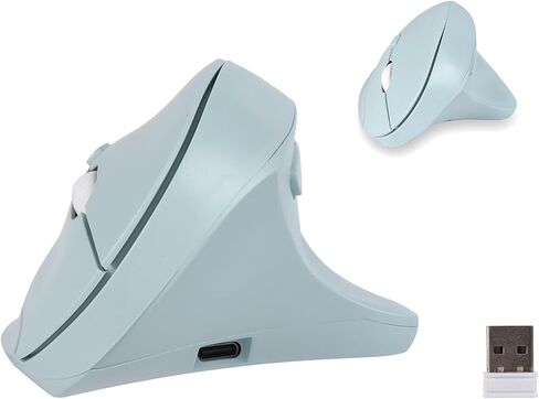 Wireless Silent Ergonomic Vertical Mouse - Dual Mode 2.4G/Bluetooth, Rechargeable Type C, Pain Relief for Office and Home Use, Compatible with Laptop & PC (White) in Saudi Arabia
