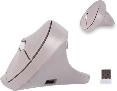 Wireless Silent Ergonomic Vertical Mouse - Dual Mode 2.4G/Bluetooth, Rechargeable Type C, Pain Relief for Office and Home Use, Compatible with Laptop & PC (White) in Saudi Arabia
