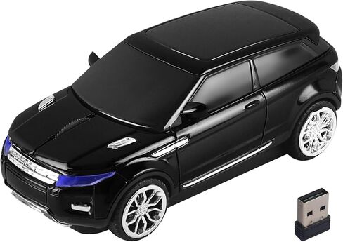 Wireless Car Mouse Cool Sport Car Shaped Computer Mice with LED Headlight USB Receiver 3 Buttons 2.4GHz Optical Unique Mini Portable Travel Mouse for Laptop PC Desktop Kids Adults Gift (Black) in Saudi Arabia