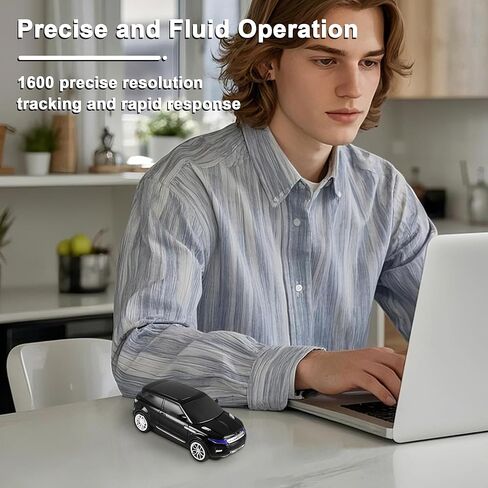 Wireless Car Mouse Cool Sport Car Shaped Computer Mice with LED Headlight USB Receiver 3 Buttons 2.4GHz Optical Unique Mini Portable Travel Mouse for Laptop PC Desktop Kids Adults Gift (Black) in Saudi Arabia