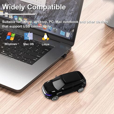 Wireless Car Mouse Cool Sport Car Shaped Computer Mice with LED Headlight USB Receiver 3 Buttons 2.4GHz Optical Unique Mini Portable Travel Mouse for Laptop PC Desktop Kids Adults Gift (Black) in Saudi Arabia