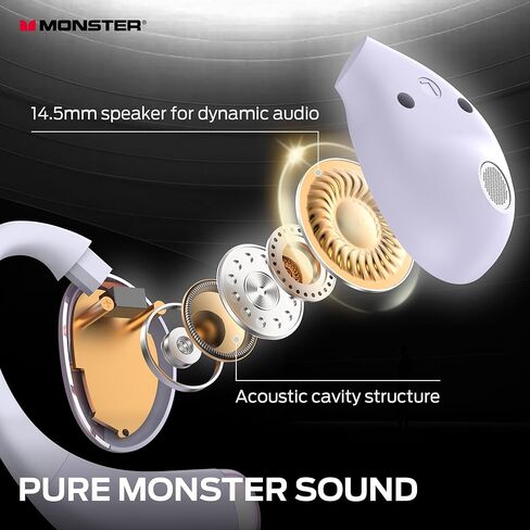 Monster Open Ear AC520 Headphones, Bluetooth 6.0 Wireless Earbuds with HiFi Sound, Open Ear Headphones with 24H Playtime, ENC Clear Call, Unique Handbag Design,IPX6 Resistance in Saudi Arabia
