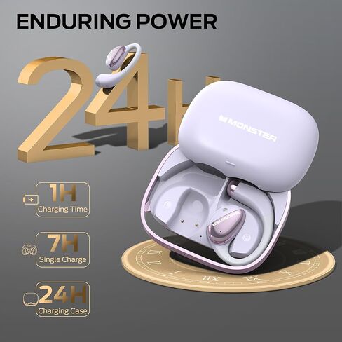 Monster Open Ear AC520 Headphones, Bluetooth 6.0 Wireless Earbuds with HiFi Sound, Open Ear Headphones with 24H Playtime, ENC Clear Call, Unique Handbag Design,IPX6 Resistance in Saudi Arabia