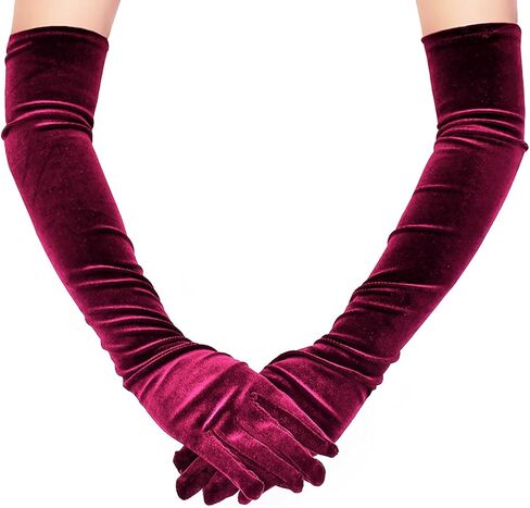 Acenail Long Velvet Women’s Gloves Elbow Length Flapper Gloves Finger Opera Evening Party Gloves 20s Black Bridal Gloves Wedding Gloves for Women in Kuwait