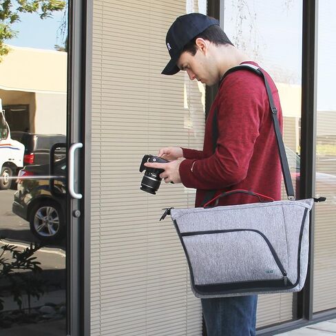 USA Gear DSLR SLR Mirrorless Camera Messenger Bag with Customizable Dividers, Weather Resistant Bottom, Comfortable Back Support and Adjustable Strap - Compatible with Nikon, Canon, Sony, and More in Saudi Arabia