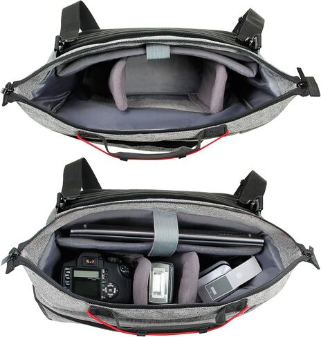 USA Gear DSLR SLR Mirrorless Camera Messenger Bag with Customizable Dividers, Weather Resistant Bottom, Comfortable Back Support and Adjustable Strap - Compatible with Nikon, Canon, Sony, and More in Saudi Arabia