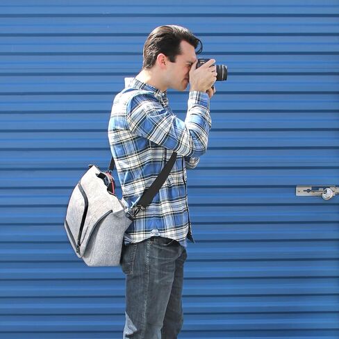 USA Gear DSLR SLR Mirrorless Camera Messenger Bag with Customizable Dividers, Weather Resistant Bottom, Comfortable Back Support and Adjustable Strap - Compatible with Nikon, Canon, Sony, and More in Saudi Arabia