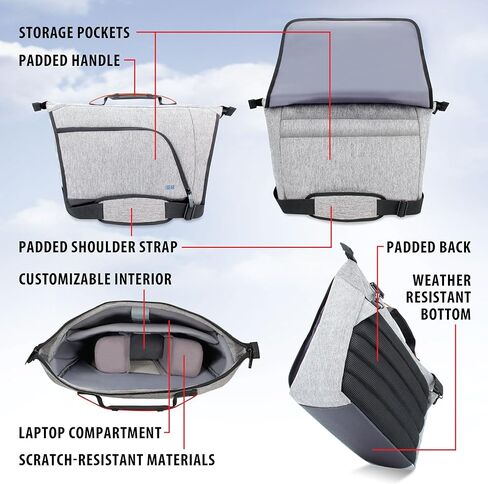 USA Gear DSLR SLR Mirrorless Camera Messenger Bag with Customizable Dividers, Weather Resistant Bottom, Comfortable Back Support and Adjustable Strap - Compatible with Nikon, Canon, Sony, and More in Saudi Arabia
