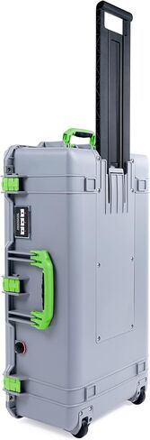 Silver Pelican 1615 Air case with Lime Green Handles & latches. Comes with Grey Padded dividers & lid Organizer. in Saudi Arabia