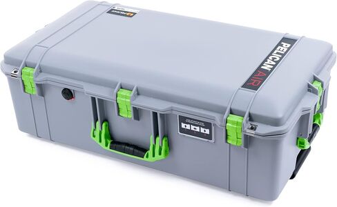 Silver Pelican 1615 Air case with Lime Green Handles & latches. Comes with Grey Padded dividers & lid Organizer. in Saudi Arabia