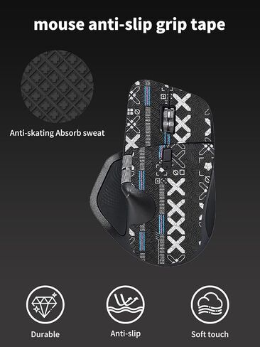 شريط قبضة الماوس تغطية كاملة لماوس الألعاب اللاسلكي Logitech MX Master 4، مجموعة ترقية الفئران الاحترافية ذاتية اللصق ومقاومة للعرق - لونين in Saudi Arabia