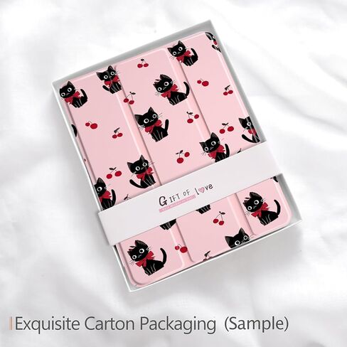 حافظة LuGeKe Cherry Cat لجهاز iPad Air 6 مقاس 11 بوصة، حافظة فريدة من نوعها، حامل قلم رصاص وظهر أكريليك شفاف وغطاء حامل ثلاثي الطي للنساء in Saudi Arabia