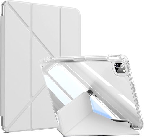 حافظة kenke لجهاز iPad Air 13 بوصة (M3 2025/M2 2024)، iPad Pro 12.9 بوصة الجيل السادس/الخامس (2022/2021) مع حامل أقلام، غطاء حامل قابل للطي على شكل حرف Y مع ظهر صلب شفاف من البولي كربونات، يدعم معرف اللمس، أرجواني فاتح in Kuwait