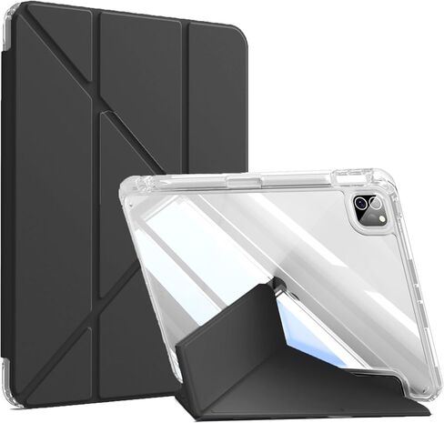 حافظة kenke لجهاز iPad Air 13 بوصة (M3 2025/M2 2024)، iPad Pro 12.9 بوصة الجيل السادس/الخامس (2022/2021) مع حامل أقلام، غطاء حامل قابل للطي على شكل حرف Y مع ظهر صلب شفاف من البولي كربونات، يدعم معرف اللمس، أرجواني فاتح in Kuwait