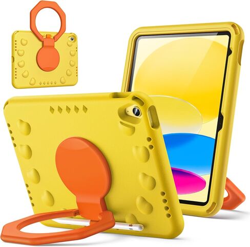 JETech Kids Case for iPad (A16) 11th/10th Generation (2025/2022) with 360 Degree Rotating Handle Stand, Shockproof Lightweight Tablet Cover with Pencil Holder (Yellow) in Saudi Arabia