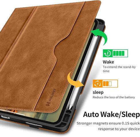 H HOLIMET Case for iPad Pro 13 inch 2024 M4 with Pencil Holder Supports Pencil Pro/Pencil Auto Sleep/Wake Function Vegan Leather Smart Stand Cover (Brown) in Saudi Arabia