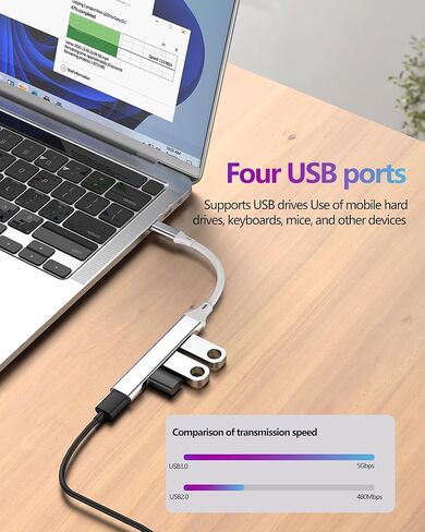 محول USBC إلى USB لجهاز IPhone16 15 MacBook Hub(4in1) كمبيوتر محمول متعدد المنافذ Thunderbolt 3.0 مقسم كابل متعدد النوع C للكمبيوتر الشخصي لمحول IPad Pro لأجهزة Apple المتوافقة مع Samsung WASRUYI OTG 3 in Saudi Arabia