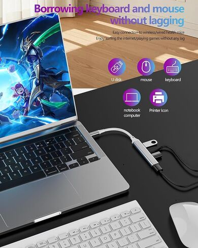 محول USBC إلى USB لجهاز IPhone16 15 MacBook Hub(4in1) كمبيوتر محمول متعدد المنافذ Thunderbolt 3.0 مقسم كابل متعدد النوع C للكمبيوتر الشخصي لمحول IPad Pro لأجهزة Apple المتوافقة مع Samsung WASRUYI OTG 3 in Saudi Arabia