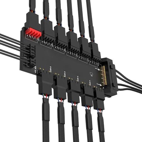 محور ARGB وPWM، 5 منافذ 5V 3PIN ARGB و6 منافذ 12V 4PIN PWM Fan Hub لإضاءة RGB قابلة للتحكم، مصدر طاقة SATA 12V 4Pin، 2 في 1 مزامنة وحدة المعالجة المركزية لمروحة تبريد PCB الفاصل in Kuwait