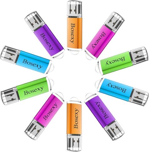 محرك أقراص فلاش USB 10 عبوات، محركات أقراص ذاكرة بوسيكسي سعة 16 جيجابايت مع مؤشر LED متعدد الألوان in Kuwait