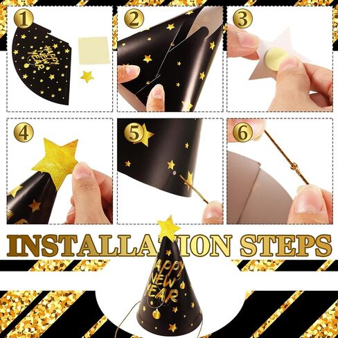 500 Pcs New Year Eve Party Supplies 2026 Happy New Year Decor for 100 Guest Cone Hat and Tiaras Beaded Necklace Noise Maker(Multicolor) in Kuwait