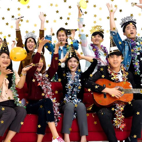 500 Pcs New Year Eve Party Supplies 2026 Happy New Year Decor for 100 Guest Cone Hat and Tiaras Beaded Necklace Noise Maker(Multicolor) in Kuwait