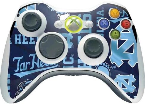 غلاف Skinit المخصص للألعاب متوافق مع وحدة التحكم اللاسلكية Xbox 360 - تصميم Tar Heels مرخص رسميًا من كلية نورث كارولينا in Saudi Arabia