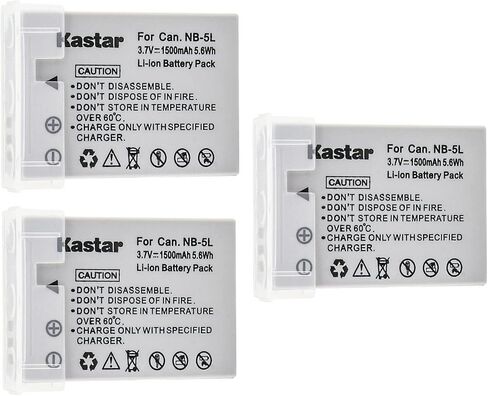 Kastar 1-Pack NB-5L Battery Replacement for Canon Digital 810 is, Digital 800 is, Digital 1000, Digital 2000 is, Digital IXUS 90 is, Digital IXUS 900 Ti, Digital IXUS 950 is Camera in Saudi Arabia