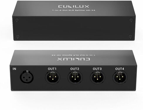 موزع الصوت السلبي Cubilux 4-Way XLR، 1 أنثى إلى 4 ذكر XLR موزع متوازن للميكروفون/الخط، 1 في 4 صندوق فاصل من الألومنيوم in Kuwait
