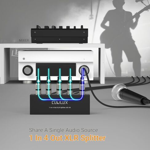 موزع الصوت السلبي Cubilux 4-Way XLR، 1 أنثى إلى 4 ذكر XLR موزع متوازن للميكروفون/الخط، 1 في 4 صندوق فاصل من الألومنيوم in Kuwait