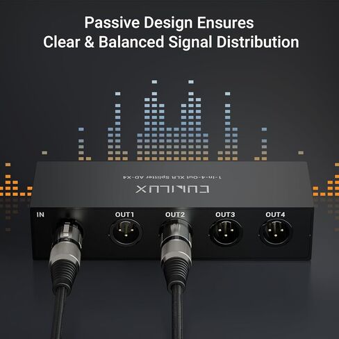 موزع الصوت السلبي Cubilux 4-Way XLR، 1 أنثى إلى 4 ذكر XLR موزع متوازن للميكروفون/الخط، 1 في 4 صندوق فاصل من الألومنيوم in Kuwait