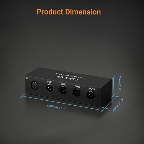 موزع الصوت السلبي Cubilux 4-Way XLR، 1 أنثى إلى 4 ذكر XLR موزع متوازن للميكروفون/الخط، 1 في 4 صندوق فاصل من الألومنيوم in Kuwait